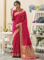 Pink Soft Banarasi Silk  Traditional Wear Zari Work Saree
